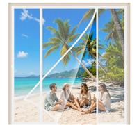 Large Magnetic Screen Door White 155x285cm Hands-Free Entry with Powerful Automatic Magnetic Closure for Double Doors that Open up the Whole Living Space