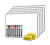 Large Magnetic Whiteboard 5 Pack - A3 Whiteboard with White Board Markers & Erasers, Smooth Writing & Easy to Wipe, Suitable for Kids, Students, Writing, Drawing, Classroom, School, Home and Office