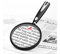 Large Magnifying Glass for Reading, 10X 30X Handheld Reading Magnifier, 90mm Magnifying Glass Scratch Resistant Lens, Soft Handle for Close Work Book Newspaper Kids Nature Exploration, Hobby