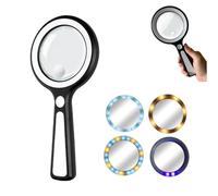 Large Magnifying Glass with 23 LED Light, 5X Handheld Illuminated Lighted Magnifier, Adjustable Brightness in Four Levels,for Seniors Reading, Inspection, Coins, Exploring Close Work