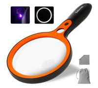 Large Magnifying Glass with 36 LED Light, 10X 20X 45X Handheld Illuminated Lighted Magnifier with 1 UV Light for Seniors Reading, Inspection, Coins, Exploring Close Work