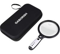 Large Magnifying Glass with 37 LED Light and Case,10X 20X 45X Handheld Lighted Magnifier with 3 Light Modes Rechargeable Magnifying Glass with Cover for Seniors (Black & White)