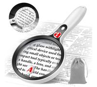 Large Magnifying Glass with light,10X 25X 45X, 36 LED Lights Illuminated Magnifying Glasses for Hobbies for Reading & Hobbies - Low Vision Seniors with Aging Eyes, Small Prints - Black