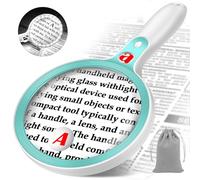 Large Magnifying Glass with light,10X 25X 45X, 36 LED Lights Illuminated Magnifying Glasses for Hobbies for Reading & Hobbies - Low Vision Seniors with Aging Eyes, Small Prints - Blue