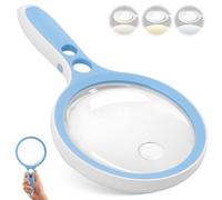 Large Magnifying Glass with Light,10X 25X 45X 60X Handheld Illuminated Lighted Magnifier, 5in Page Reading Magnifier with 12 LED Lights for Seniors Reading, Coins, Jewelry, Close Work - Blue