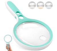 Large Magnifying Glass with Light,10X 25X 45X 60X Handheld Illuminated Lighted Magnifier, 5in Page Reading Magnifier with 12 LED Lights for Seniors Reading, Coins, Jewelry, Close Work - Green