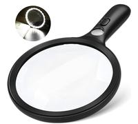 Large Magnifying Glass with Light 10X Illuminated Handheld Lighted Magnifier 24LED 1UV Light for Seniors, Reading, Coins, Jewelry, Close work