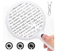 Large Magnifying Glass with Light 30X 10X, Handheld Illuminated Magnifier with 24 LED Lights, USB Rechargeable for Reading, Jewelry, Coins, Seniors, Close Work, Maps
