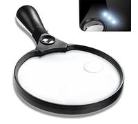 Magnifying Glass with Light, 5.5 Inch Large Magnifier 2X 4X 25X Zoom Magnifying Glass Lens with 3 Bright LED Illuminated Lighted Handheld Magnifier for Seniors Reading, Stamps, Map
