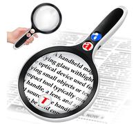 Large Magnifying Glass with Lights,10X 25X 45X 60X Handheld Lighted Magnifier, 5in Page Magnifier LED Lights, Magnifying Glass for Reading Small Prints & Low Vision Seniors with Aging Eyes