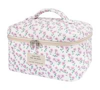 Large Makeup Bag, Cute Cosmetic Bag for Women Girls, Floral Coquette Aesthetic Toiletry Bag, Travel Make Up Organizer Bag, Purple Flower, Purple Flower