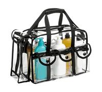Large Makeup Bag - Large PVC Tote with Handles | Travel Set for Makeup Artists in Transparent PVC, for Events Stadium, Beach, Sunlight, Soap, Brushes,
