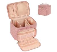 Large Makeup Bag, Portable Travel Makeup Bag for Women Girls with Makeup Brush Compartment, Stylish Makeup Bag Organizer Cosmetic Case With Handle and Divider - Nude Pink