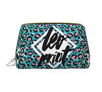 Large Makeup Bag Travel Cosmetic Organizer Leather Portable Waterproof Zipper Makeup Bag for Women and Teen Girls Blue Pink Leopard