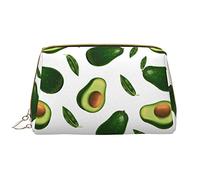 Large Makeup Bag Travel Cosmetic Organizer Leather Portable Waterproof Zipper Makeup Bag for Women and Teen Girls 3D Avocado Pattern