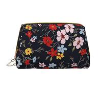 Large Makeup Bag Travel Cosmetic Organizer Leather Portable Waterproof Zipper Makeup Bag for Women and Teen Girls Seamless Floral