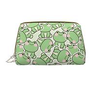 Large Makeup Bag Travel Cosmetic Organizer Leather Portable Waterproof Zipper Makeup Bag for Women and Teen Girls Cute Frog