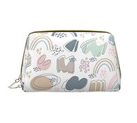 Large Makeup Bag Travel Cosmetic Organizer Leather Portable Waterproof Zipper Makeup Bag for Women and Teen Girls Soft Rainbow Graffiti