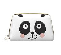 Large Makeup Bag Travel Cosmetic Organizer Leather Portable Waterproof Zipper Makeup Bag for Women and Teen Girls Cute Panda Face