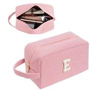 Large Makeup Bag,Travel Makeup Bag,Personalised Cute Initials Waterproof Cosmetic Bags for Cosmetics,Toiletries and Clothing,Birthday Gifts for Women,Girlfriend,Best Friends,Mum,Daughter (E)