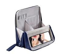 Large Makeup Bag with Function - Large Standing Pen Makeup Bags for Women - Portable Cosmetic Box with Compartments as Bathroom , navy, see description, See description