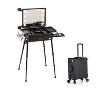 Large Makeup Case Empty Cosmetic nizer Professional Beauty Box with Shoulder Strap Multifunctional Makeup Bag Hairdressing & Nail Kit Stylish Makeup Storage (Size: B with Shelf)