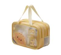 Large Makeup Storage Bag with Handle for Vacation Business Trip Sports Activities Quick Access Designs Travel Rudiments Planner, Yellow, Double layer
