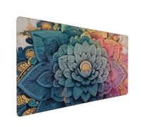 Large Mandala Design Mouse Pad, 35.4 x 15.7 Inch, Non-Slip Extended Gaming Pad, Bohemian Floral Pattern, for Office and Home Use