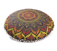 Large Mandala Hippie Floor Pillow - Round Ottoman Pouf - Blue Ombre Shams 32"