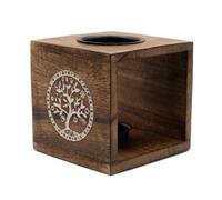 Large Mango Wood Oil Burner - Tree Of Life, Handcrafted & Safe