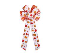 Large Maple Burlap Bows Fall Maple Wreaths Bows Party Tree Topper for Thanksgiving Day Halloween Party Decoration