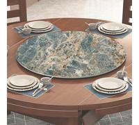 Large Marble Texture Lazy Susan Serving Tray - Round Rotating Table Centerpiece, 24" to 40" for Kitchen & Dining, Elegant Green Rock Slab Design - Perfect for Entertaining & Parties