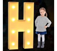Large Marquee Letter Light Up, Decorative LED Alphabet Lights, Party Decor Pre-cut Foam Board Set for Wedding Birthday Holiday, Letter H, 70cm-2.3ft
