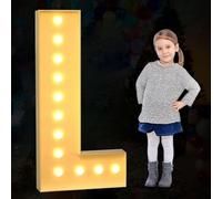 Large Marquee Letter Light Up, Decorative LED Alphabet Lights, Party Decor Pre-cut Foam Board Set for Wedding Birthday Holiday, Letter L, 100cm-3.3ft