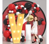 Large Marquee Light Up Letters & Numbers 2.3FT/3.3FT/4FT: Giant Foam Board Mosaic Balloon Frame Letters for Wedding, Anniversary, Party(Letter V,4ft)