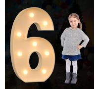 Large Marquee Number Light Up, Decorative LED Alphabet Lights, Party Decor Pre-cut Foam Board Set for Wedding Birthday Holiday, Number 6, 70cm-2.3ft