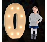 Large Marquee Number Light Up, Decorative LED Alphabet Lights, Party Decor Pre-cut Foam Board Set for Wedding Birthday Holiday, Number 0,100cm-3.3ft