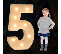 Large Marquee Number Light Up, Decorative LED Alphabet Lights, Party Decor Pre-cut Foam Board Set for Wedding Birthday Holiday, Number 5, 70cm-2.3ft