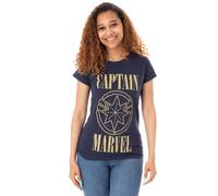 Marvel Captain Print and Shield Womens Navy T-Shirt
