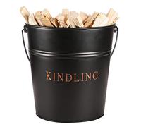 Large Matte Black & Copper Fireside 17L Wood Kindling Fuel Scuttle Bucket