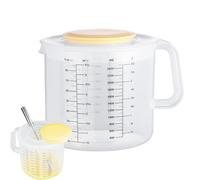 Large measuring cup with lid - mixing bowl with a capacity scale of 2400 ml, two of the graduated jug in clear | Measuring cup with ergonomic handle resistant to