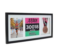 Large Medal display Frame with Apertures for Bib and Photo. Handmade. Perfect for Runners, Swimmers, Cyclists, Athletes | Marathon Medals
