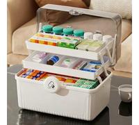 Large Medicine Box, 3-Level Foldable Home Medicine Cabinet, Large Volume Pharmacy Box, with Handle for Convenient Transport, Suitable for Medicine Storage at Home, Office or School
