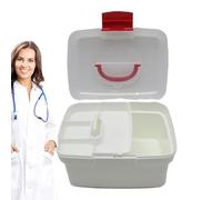 LARGE MEDICINE BOX - Robust medication storage with practical handle, locking lid and drawer compartment | Versatile medication box for use at home, in the vehicle