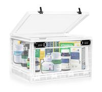 Large Medicine Lock Box with Dual 3-Digit Combination Locks, 24.8L Lockable Storage Box for Medication, Snacks, Phone, and Electronics - BPA-Free Organizer Bin for Home, Office, Fridge, and Safety