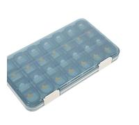 Large Medicine Organizer with 28 Compartments for Travel Use | Seven Day Layout, Detachable Sections, PP and ABS Build, Blue Finish, Sealed Compact Lightweight Design