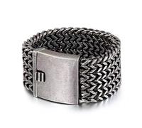 Large Mens Biker Stainless Steel Heavy Multi-Strand Wheat Mesh curb Wrist Bracelets,Silver 18mm 30mm 8.66 inches (Black 30mm Wide 22cm Length)