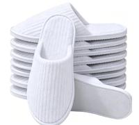 Large Men's Disposable Slippers White Unisex Washable Velvet 6 Pairs