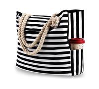 Large Mesh Beach Bag,Eco-Friendly Beach Bag Casual Striped Canvas Bag For Women Large Capacity Shoulder Bag Daily Shopping Totes Student Bookbag For School Travel Beach Bag(1PC)