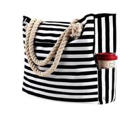 Large Mesh Beach Bag,Eco-Friendly Beach Bag Casual Striped Canvas Bag For Women Large Capacity Shoulder Bag Daily Shopping Totes Student Bookbag For School Travel Beach Bag